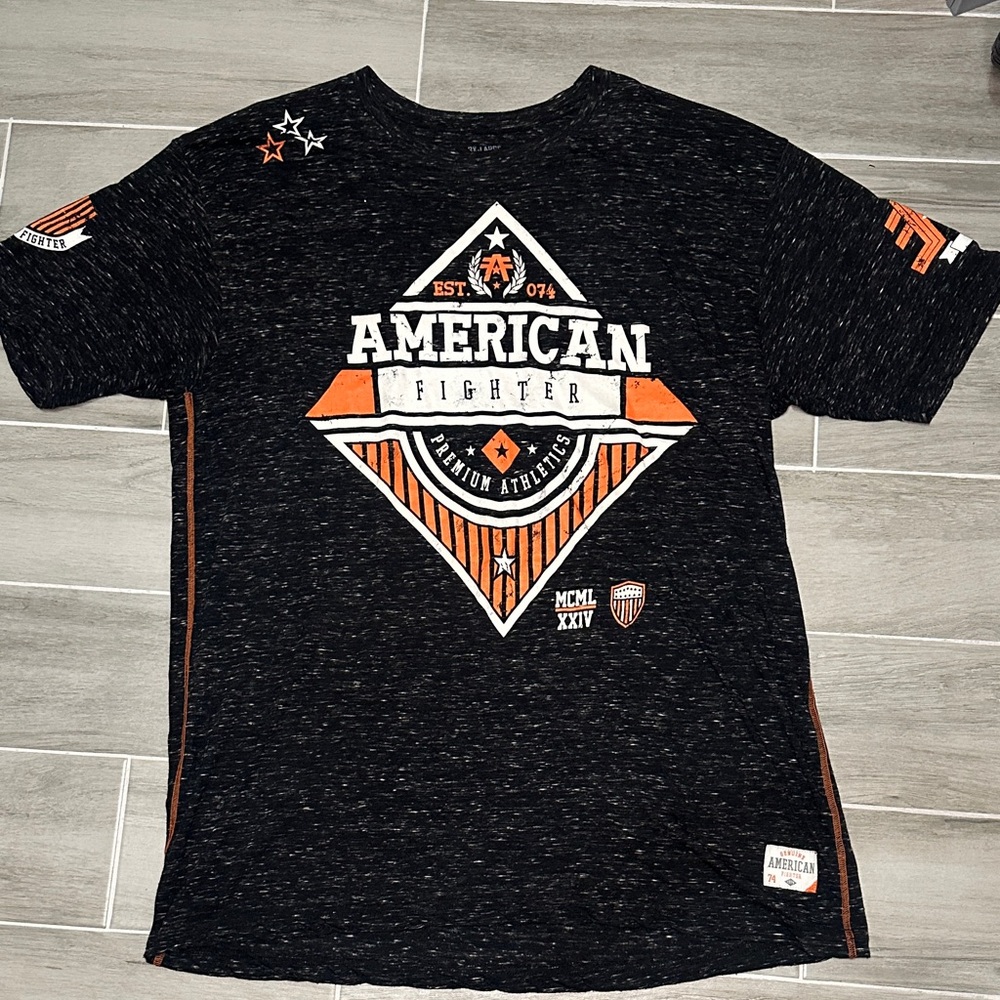 American Fighter Black Tee with Orange Accents